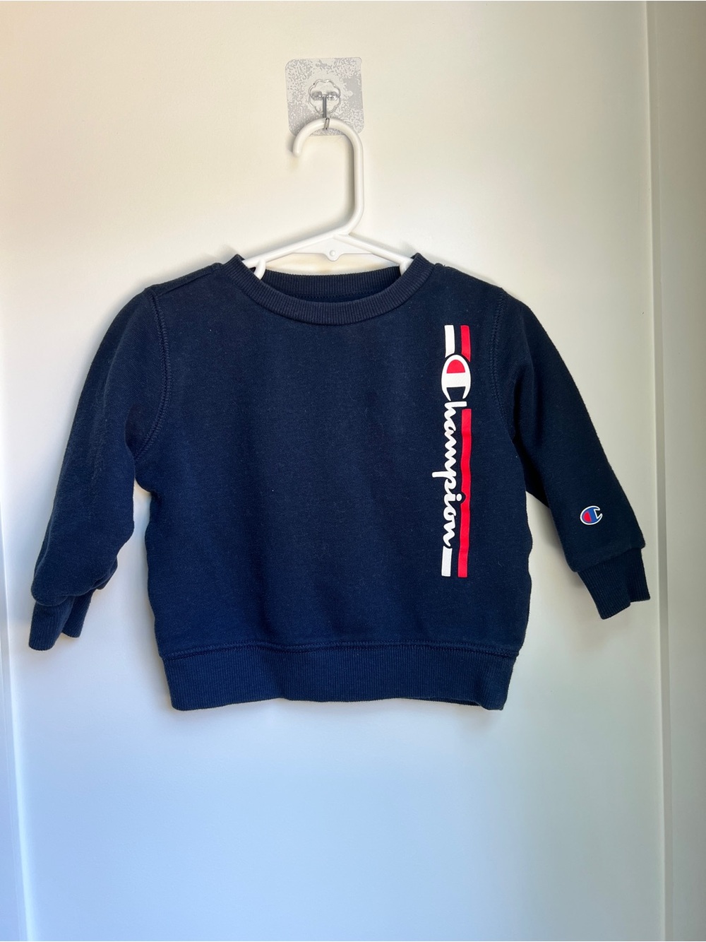 Champion 24M Navy Blue Fleece Sweatshirt Logo Pullover Toddler